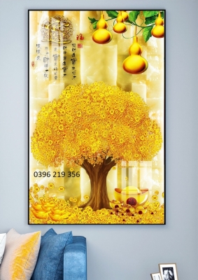 Tranh gạch men cây kim tiền phong thủy