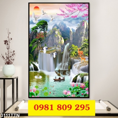 Gạch cao cấp , tranh 3d thác nước khổ dọc