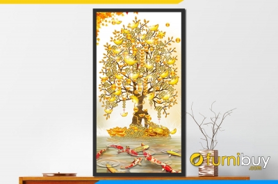 Tranh gạch ốp tường 3d cây kim tiền - SDXCC53
