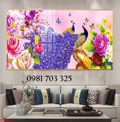Tranh gạch 3D phong thủy chim công