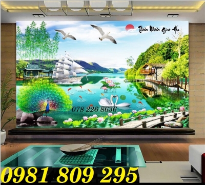 Tranh gạch ốp tường 3d phong cảnh mặt trời