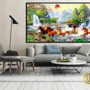 Trang trí phòng khách - tranh 8 chú ngựa