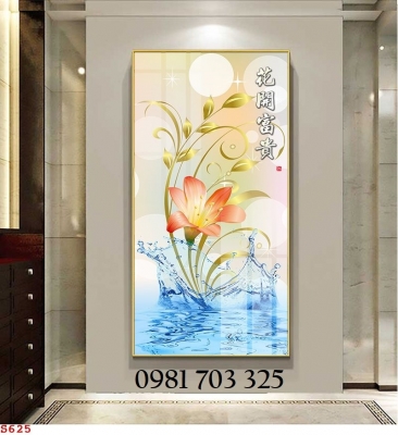 Gạch tranh 3D đẹp hoa sen trang trí