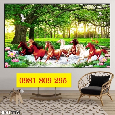 Gạch 3d ngựa - tranh gạch óp tường