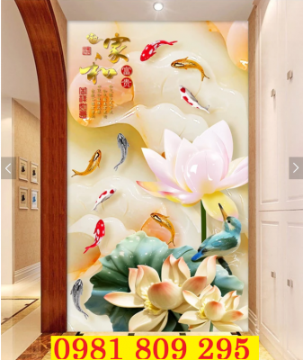 Gạch 3d khổ đứng hoa sen