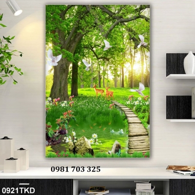 Tranh dán tường 3D, gạch tranh khổ đứng