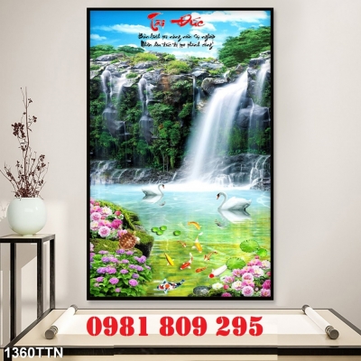 Gạch tranh 3d thác nước khổ đứng HGG4