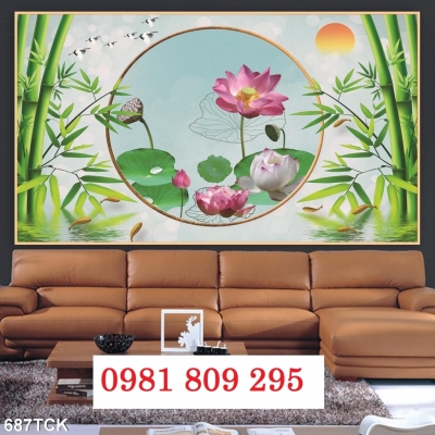 Gạch 3d hoa sen ốp tường - tranh gạch men