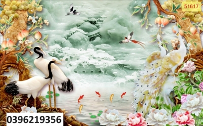 Tranh gạch chim hạc treo tường