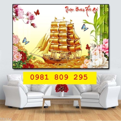 Tranh thuyền vàng - tranh gạch thuyền buồm