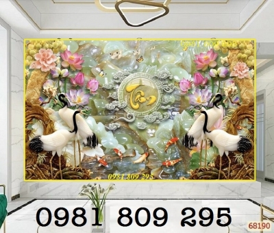tranh tùng hạc - gạch 3d
