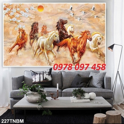 Tranh 8 chú ngựa - gach tranh 3D