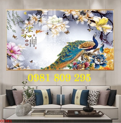 Tranh gạch men , gạch 3d trang trí chim công