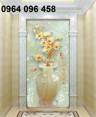 Tranh gạch bình hoa 3d - gạch tranh 3d bình hoa - 987CBV