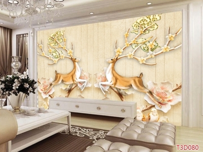 gạch tranh 3d phong thủy phòng khách - 643DB