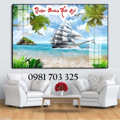 Tranh gạch 3D thuyền buồm đẹp