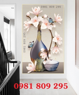 Gạch 3d bình hoa trang trí