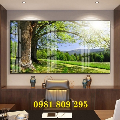 Tranh gạch ốp tường phong cảnh cây xanh mát