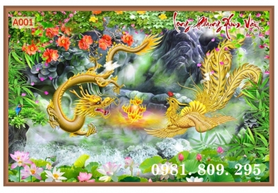 Gạch 3d ốp tường rồng phượng