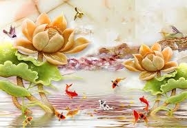 Gạch tranh 3d phong thủy phòng khách - LFD43