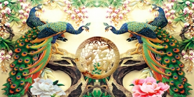 Tranh chim công tranh gạch 3d chim công - 632XX