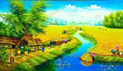 tranh đồng quê - gạch tranh 3d