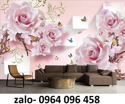 Tranh gạch men 3d ốp tường hoa hồng - XVB88