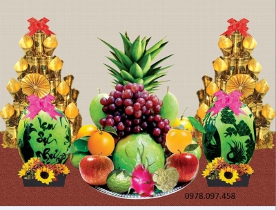Tranh phòng thờ - tranh gạch hoa quả