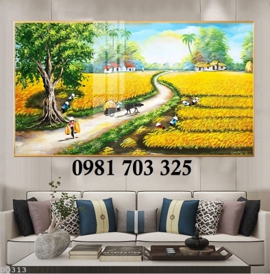 Tranh gạch phong cảnh đồng quê dán tường