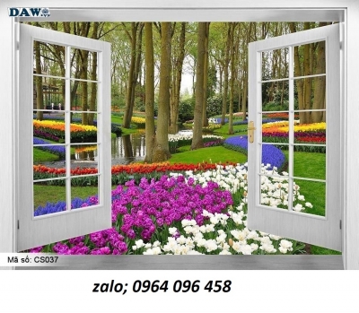 Tranh gạch 3d trang trí cửa sổ - 69C9CC