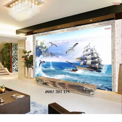 Gạch tranh thuận buồm xuôi gió- gạch 3D
