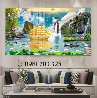 Tranh gạch phong thủy thuận buồm xuôi gió 3D