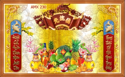 Phòng thờ gia tiên - gạch tranh 3D