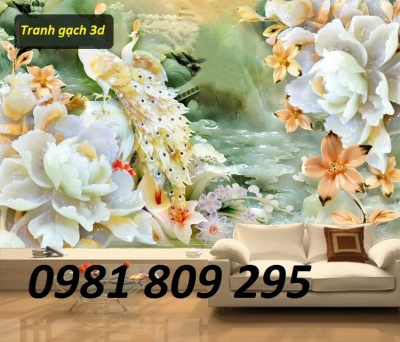 gạch tranh 3d chim công