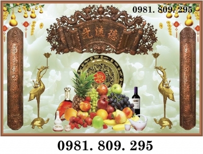 Gạch tranh , gạch ốp tường phòng thờ mâm ngũ quả