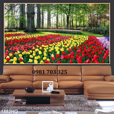 Tranh gạch 3D phong cảnh vườn hoa