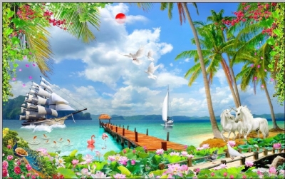 Gạch tranh- tranh trang trí phòng khách