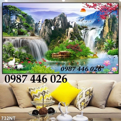 Gạc tranh thác nước ốp tường