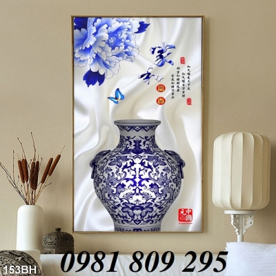 gạch tranh 3d bình hoa ốp tường