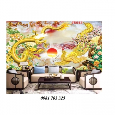 tranh gạch phong thủy- tranh rồng phượng
