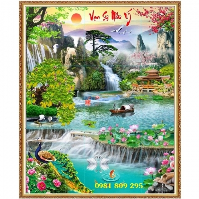 Gạch 3d , tranh 3d thác nước sơn thủy GP352