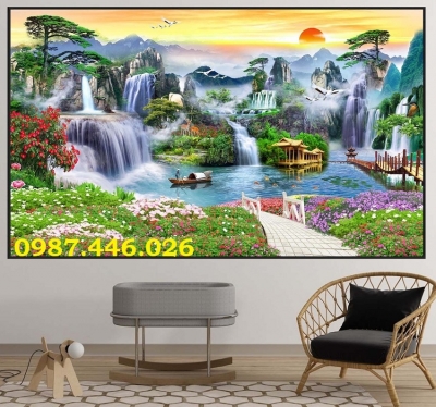 Gạch 3d tranh gạch thác nước HP8233
