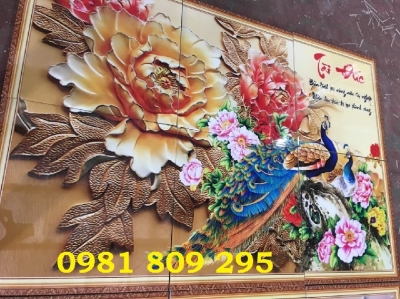 Tranh giả ngọc, tranh gạch  hoa mẫu đơn