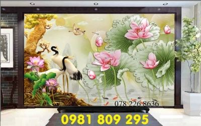 tranh tùng hạc - gạch 3d