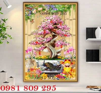 Tranh gạch 3d hoa đào