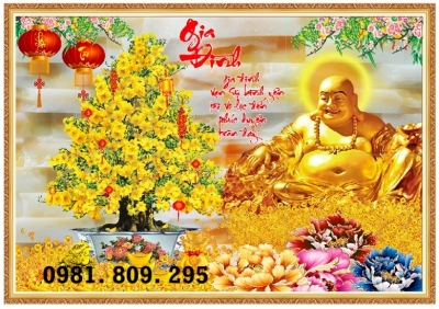 Tranh ốp tường gạch tranh cây tiền thần tài