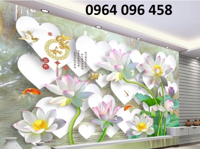 Tranh gạch men 3d ốp tường mẫu hoa sen - CBNN90
