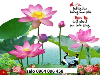 Tranh gạch 3d hoa sen ốp tường - SXV444