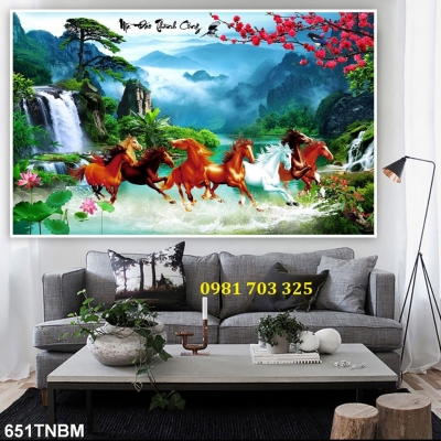 Tranh gạch đẹp ngựa 3D