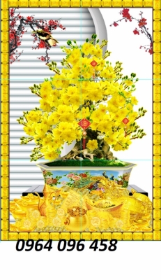 Tranh cây mai 3d - tranh gạch 3d cây mai - LVCX3